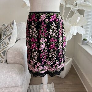 TAHARI Floral Multicolor Embroidered Floral Woman’s Skirt